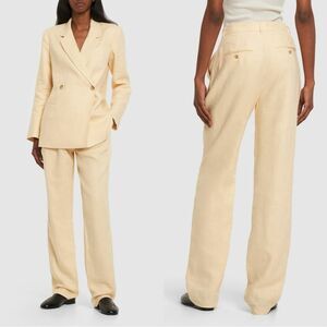 NWT Anine Bing Jay Straight Cream Pants Linen Size 30